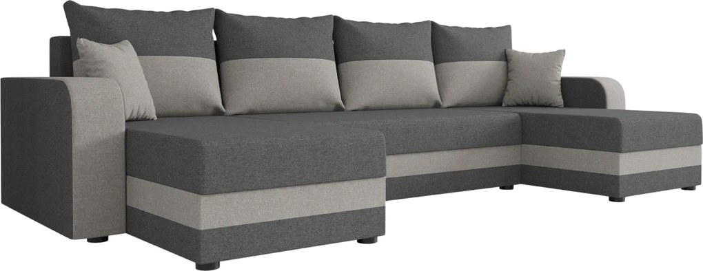 Coltar extensibil in forma de U VALERIO, gri inchis/gri deschis, 305x140 cm