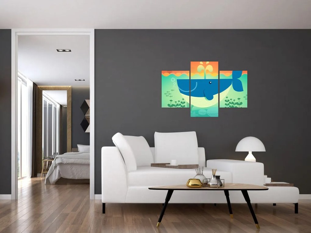 Tablou - Balenă veselă în mare (90x60 cm)