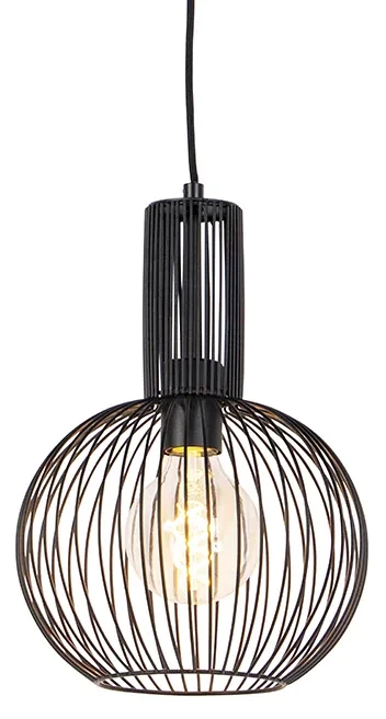Lampă suspendată de design neagră - Wire Whisk