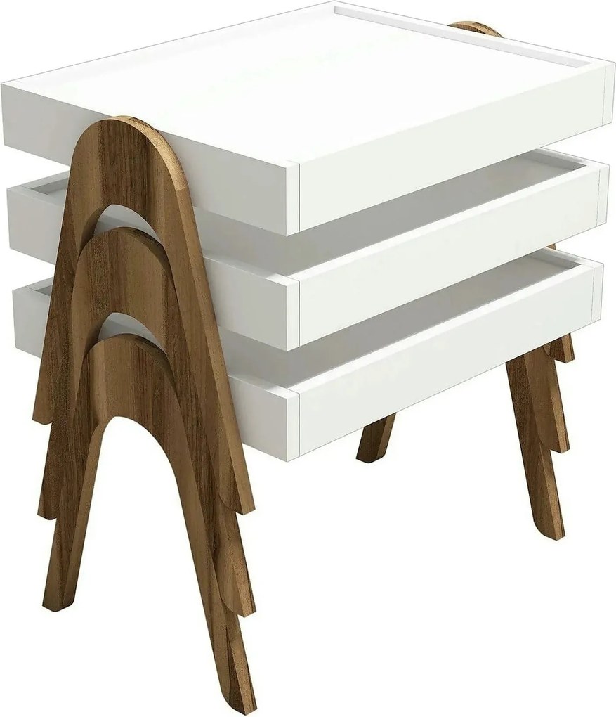 Set 3 masute ROMA, alb/nuc, PAL melaminat, 54x40x64 cm