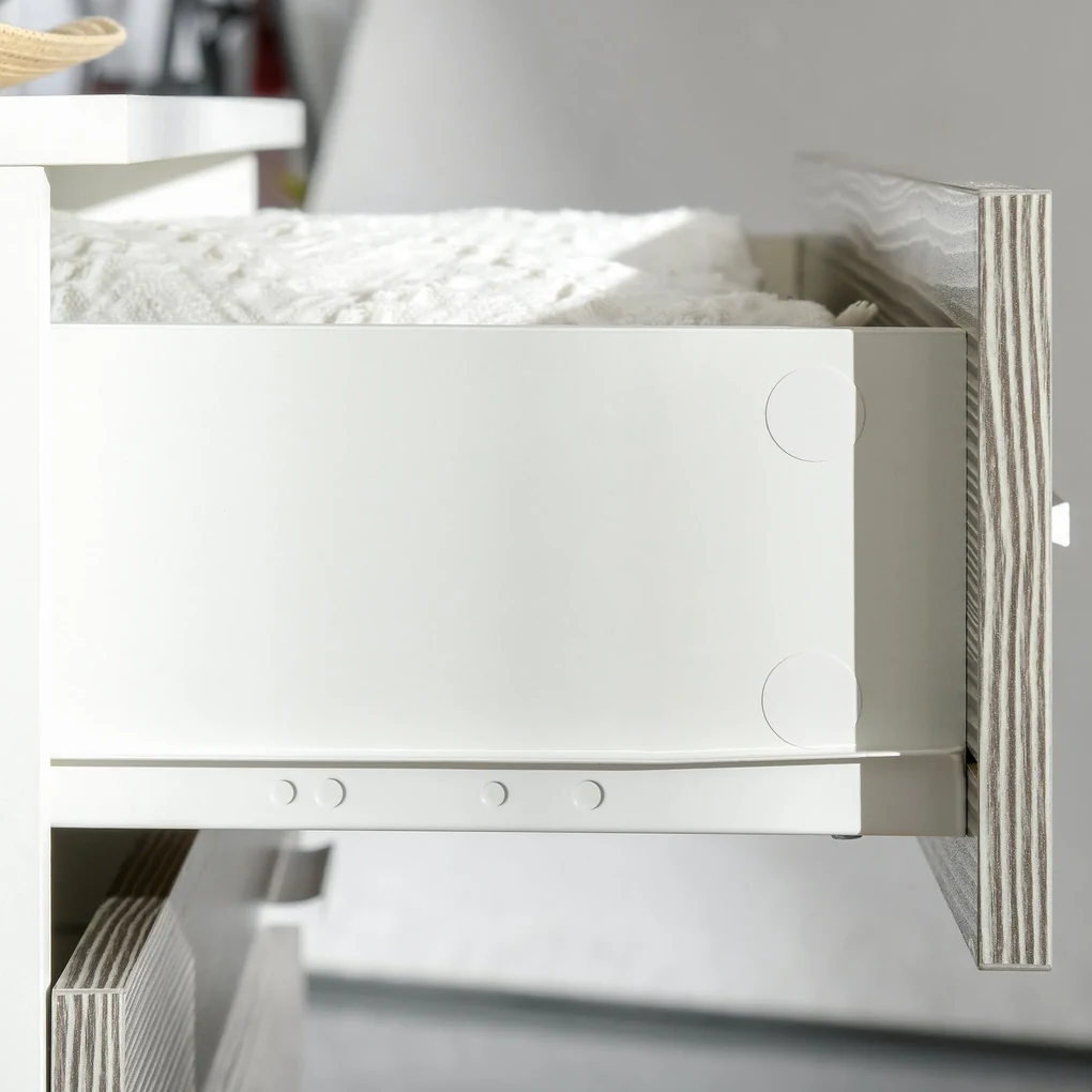 HOMCOM Comodă Modernă cu 4 Sertare, Manere din Aluminiu, Structură din Lemn, 76x35x72 cm, Alb și Gri | Aosom Romania