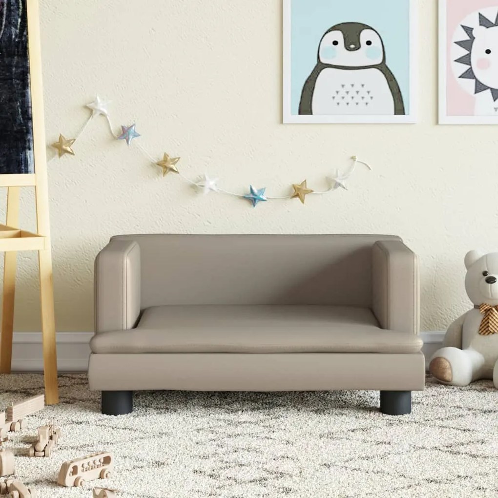 vidaXL Canapea pentru copii, cappuccino, 60x40x30 cm, piele ecologică