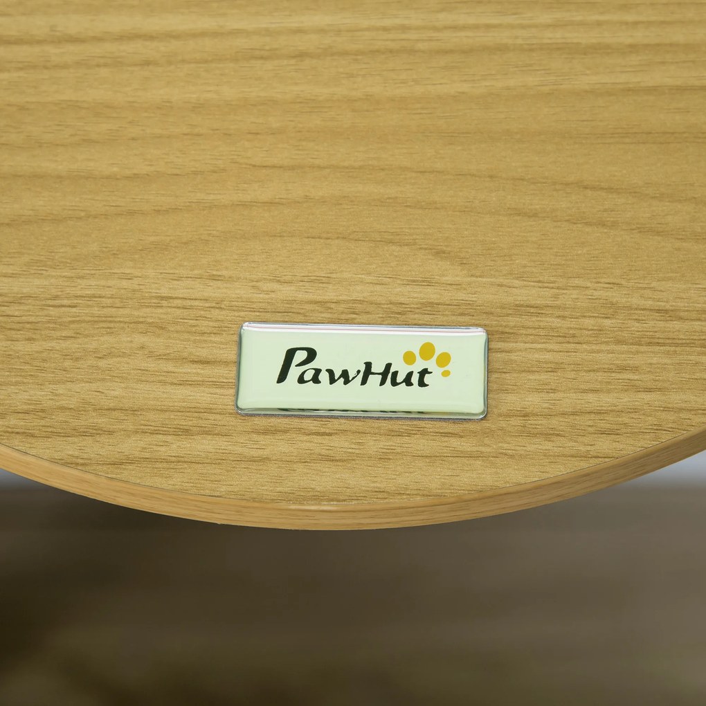 PawHut Perete pentru Pisici, Pat pentru Pisici, cu Protecție, Pernă, pentru Montare pe Perete, Stejar+crem, 34 x 34 x 10,5 cm | Aosom Romania