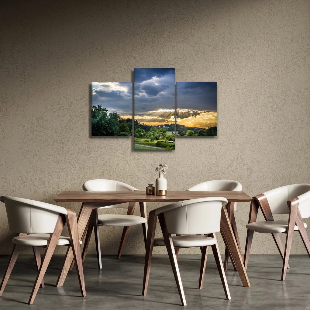 Tablou cu peisaj și raze de soare (90x60 cm)