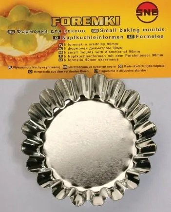 Set forma prajituri individuale, 6 piese, 9cm, SNB