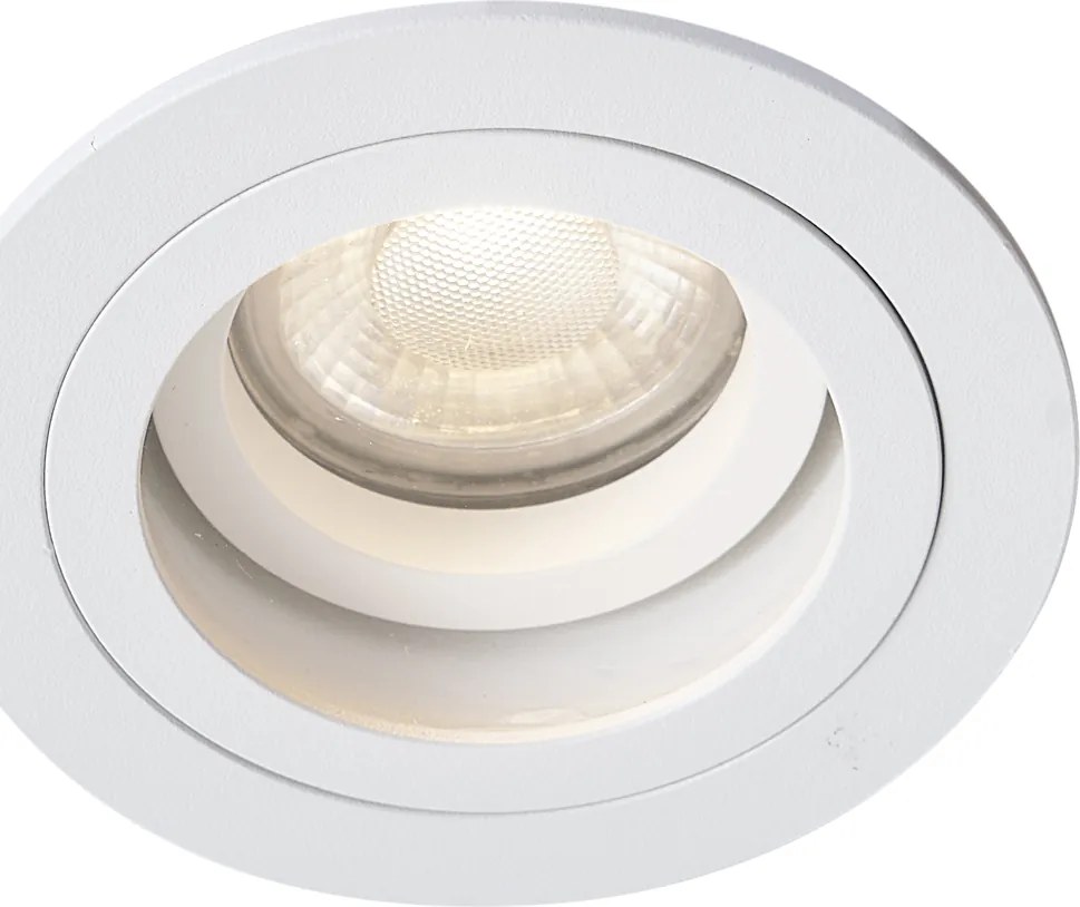 Set de 6 spoturi încastrate moderne albe, rotative și înclinabile IP44 - Chuck