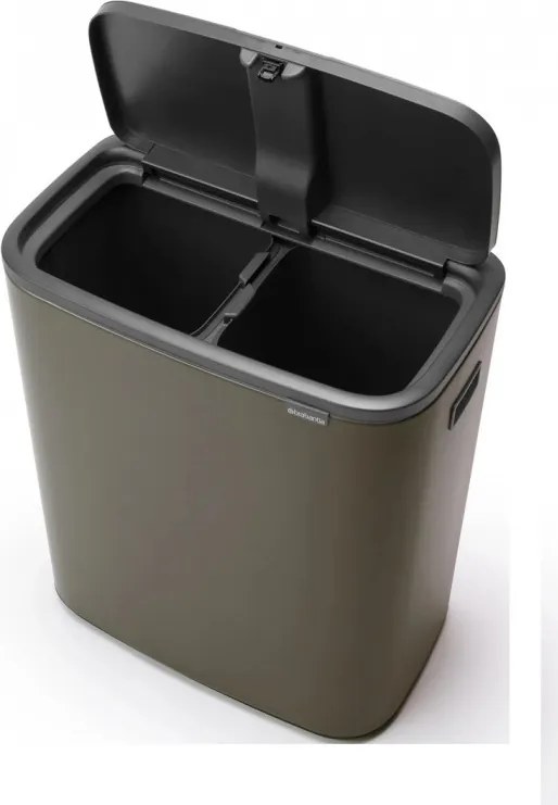 Cos de gunoi Brabantia Bo Touch 1001271, 2x30 L, Deschidere lina si silentioasa, Deschidere larga, Gri inchis