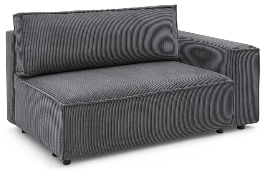 Modul pentru canapea gri închis cu tapițerie din catifea reiată (cu colț pe partea dreaptă) Nihad modular – Bobochic Paris