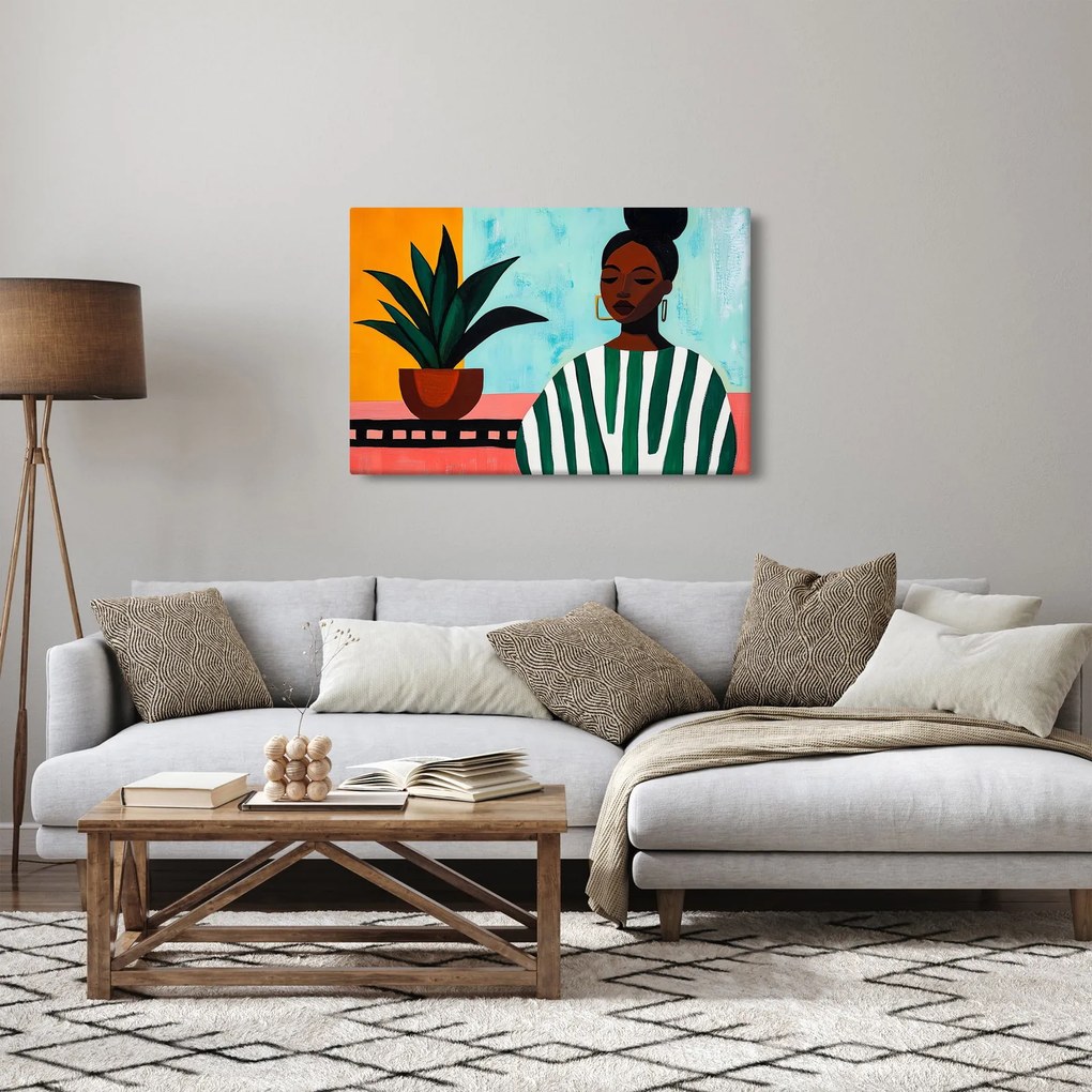 Tablou - Femeie cu floare (90x60 cm)