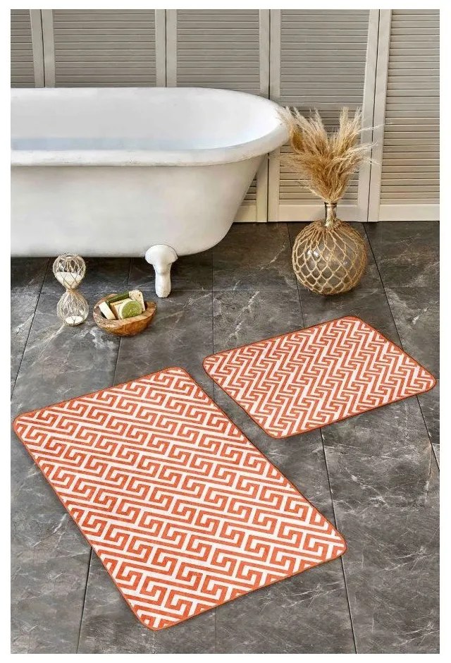 Covorașe de baie portocalii 2 buc. din catifea 60x100 cm – Mila Home