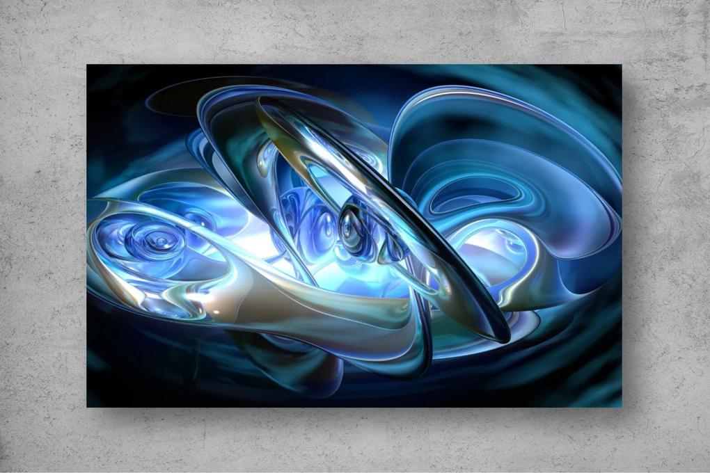 Tapet Premium Canvas - Sfera si forme albastre abstract