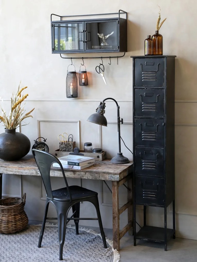 Lampă de birou din metal, finisaj negru antichizat, H53 cm, Factory
