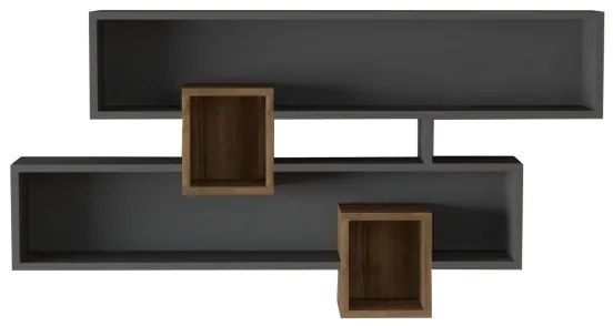 Etajeră de perete KAREN 120x72,2 cm antracit/maro