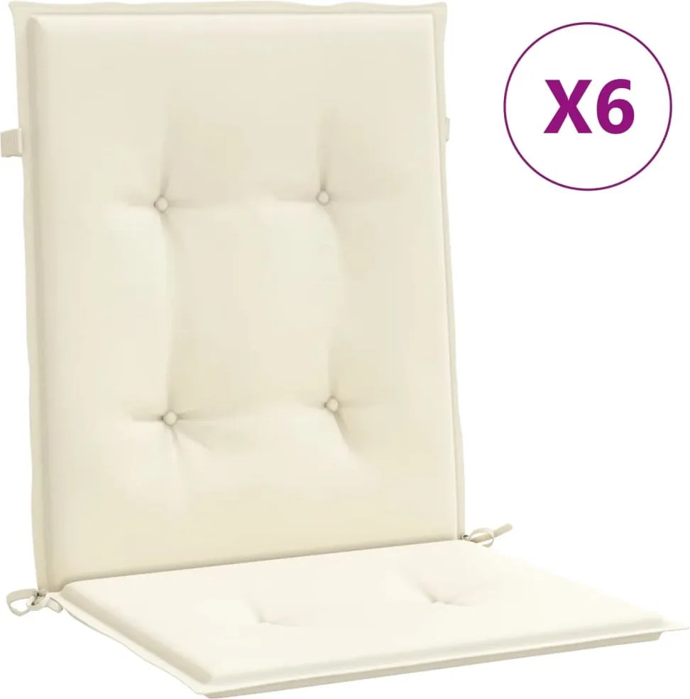 vidaXL Perne cu spătar mic, 6 buc., crem, 100x50x3 cm, textil oxford
