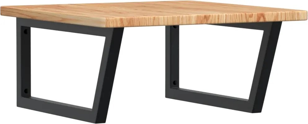 vidaXL Raft pentru lavoar montat pe perete, oțel și lemn masiv stejar