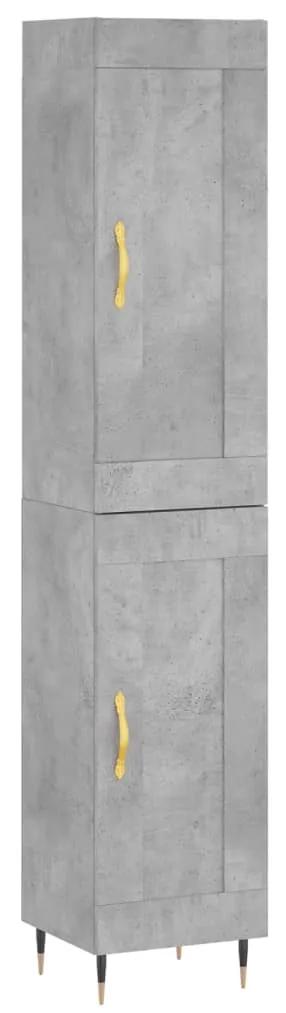 3200437 vidaXL Dulap înalt, gri beton, 34,5x34x180 cm, lemn prelucrat