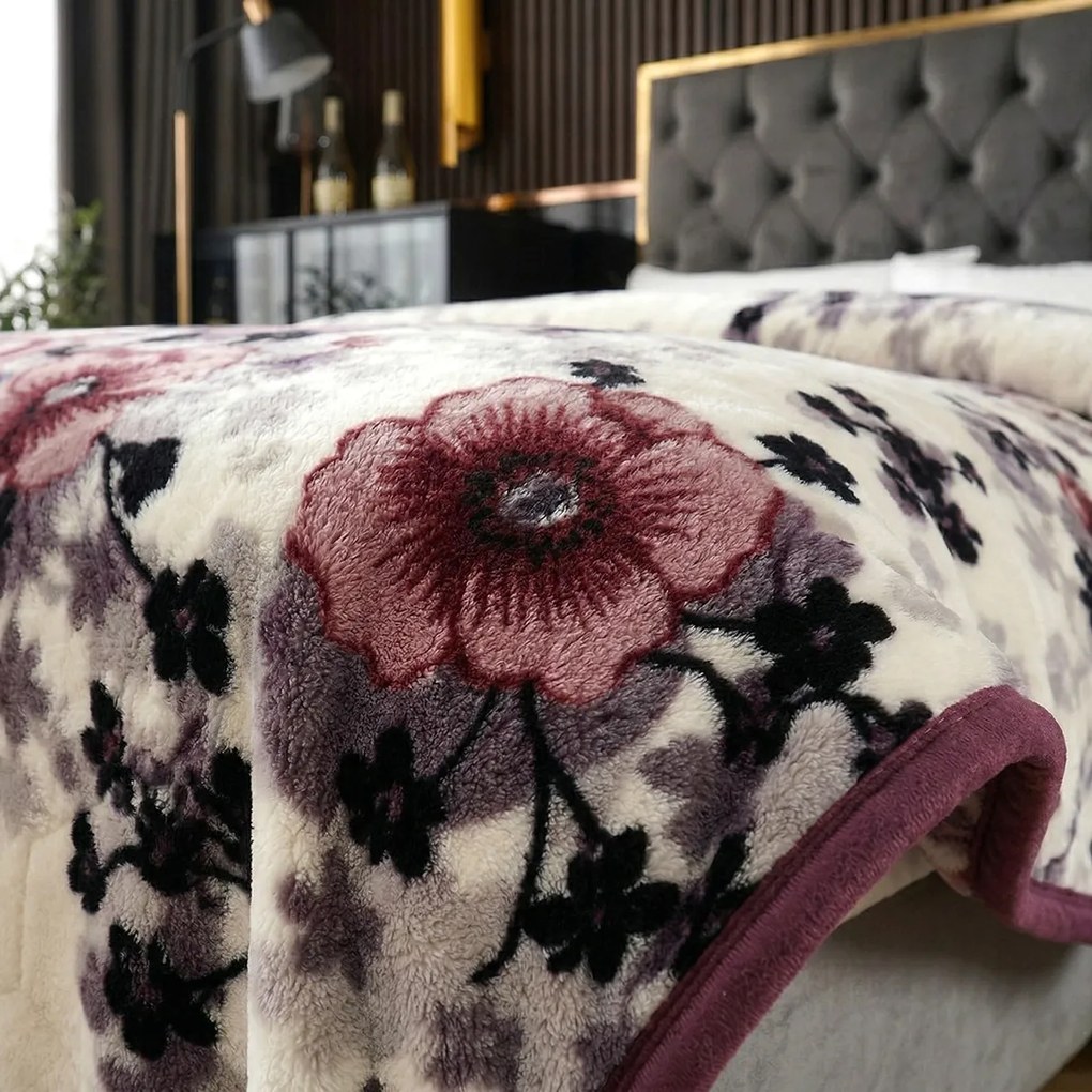 Pătură Cocolino gofrată 3D, floral, 200x240 cm, 2,2 kg, PGU201