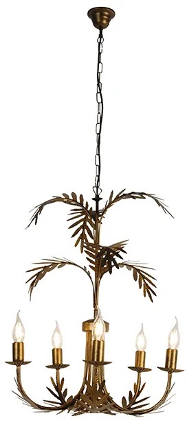Candelabru vintage auriu cu 5 lumini - Botanica