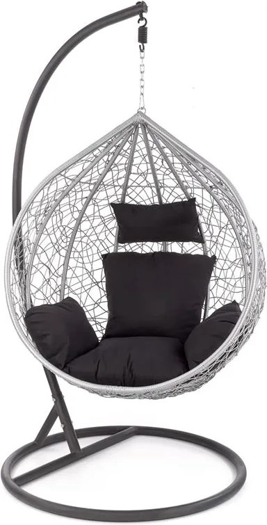 Fotoliu suspendat Eggy ratan gri/negru - H195 cm