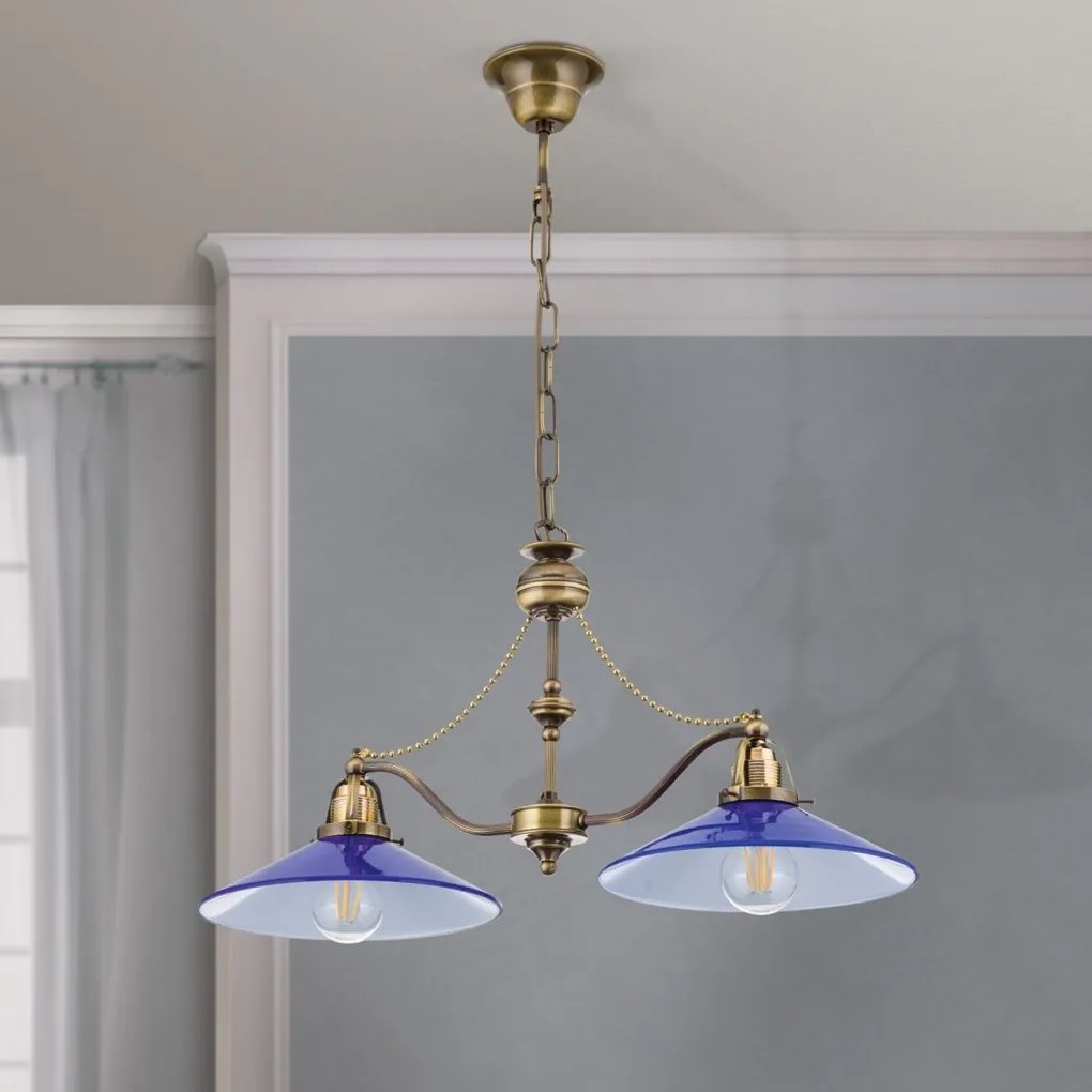 Lustra realizata manual design rustic ARTDESIGN, patina/ albastru-cobalt