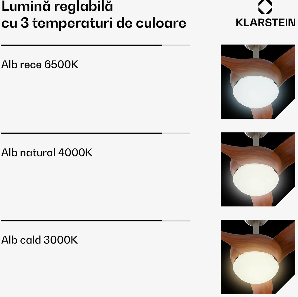 Klarstein Ventilator de tavan Monteverde cu lumină reglabile