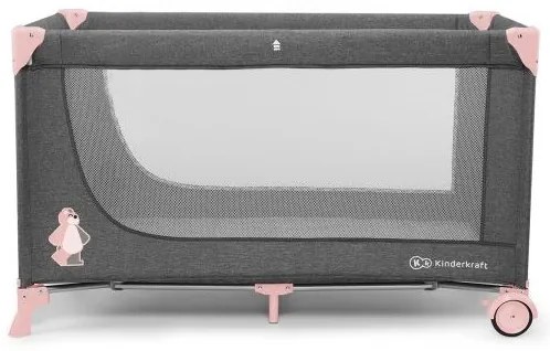 KINDERKRAFT JOY - pătuț de călătorie gri-roz