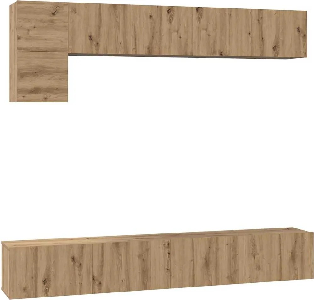 vidaXL Set comodă TV Pe perete 5 pcs Stejar Artizanal Lemn compozit