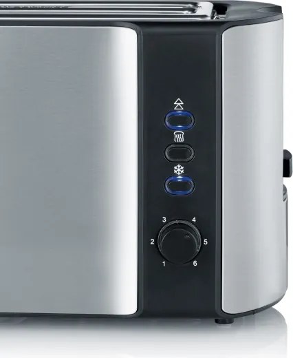 Severin AT 2590 - Prăjitor de pâine cu 4 fante, 1400 W/230 V, oțel inoxidabil/negru