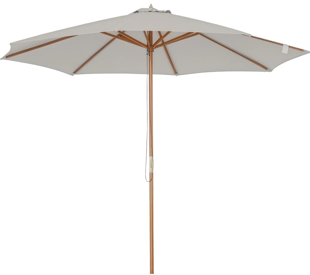Outsunny Umbrelă de Grădină cu Șnur și Deschidere Reglabile, Ø300x250 cm, Gri | Aosom Romania