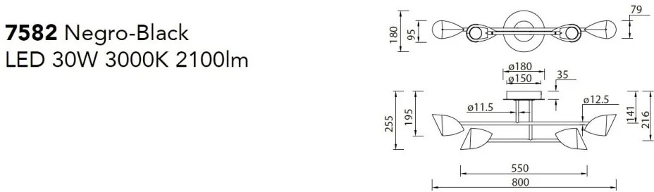 Lustra LED aplicata design modern CAPUCCINA 30W negru