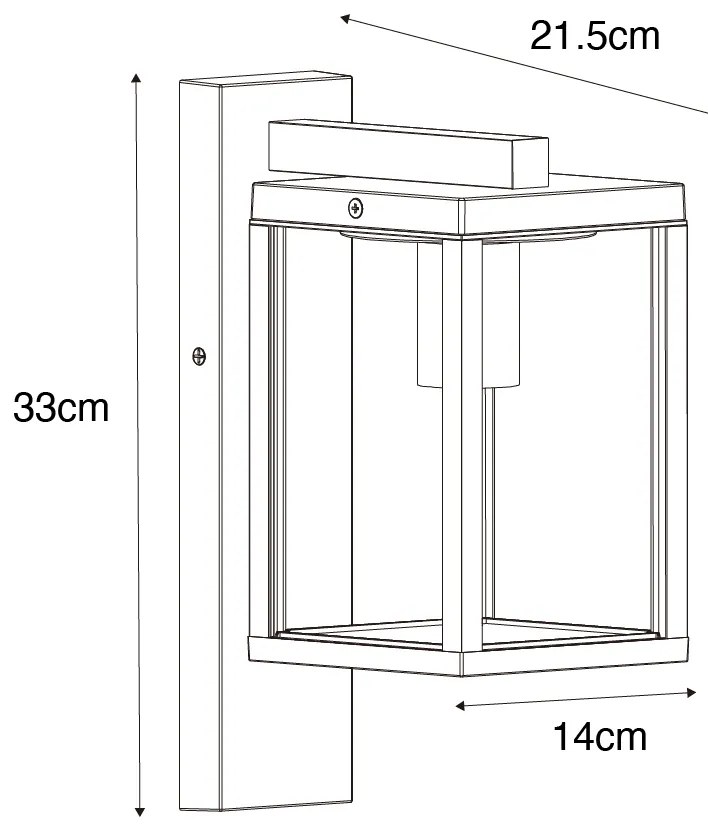 Lămpă de perete exterioară neagră cu sticlă striată IP44 - Charlois