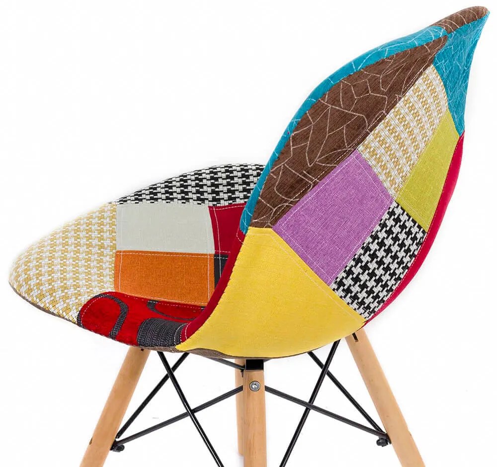 Scaun living multicolor din stofa cu design patchwork BUC 232C