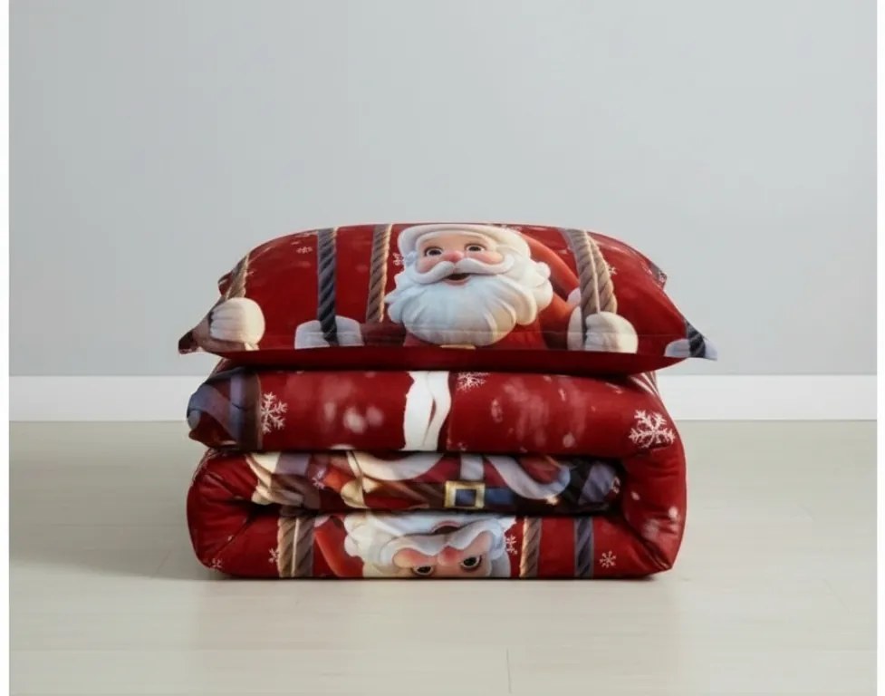 Lenjerie de pat din microfibra SANTA ON A SWING rosie Dimensiune lenjerie de pat: 70 x 80 cm | 140 x 200 cm