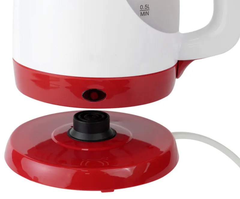 Cana electrica Oliver Voltz OV51230F, 1300W, 0.9 L, Alb/Rosu