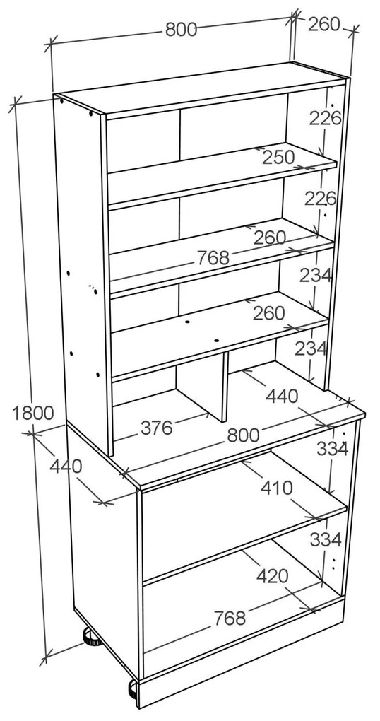 Bufet Opa, Alb, L 80 cm