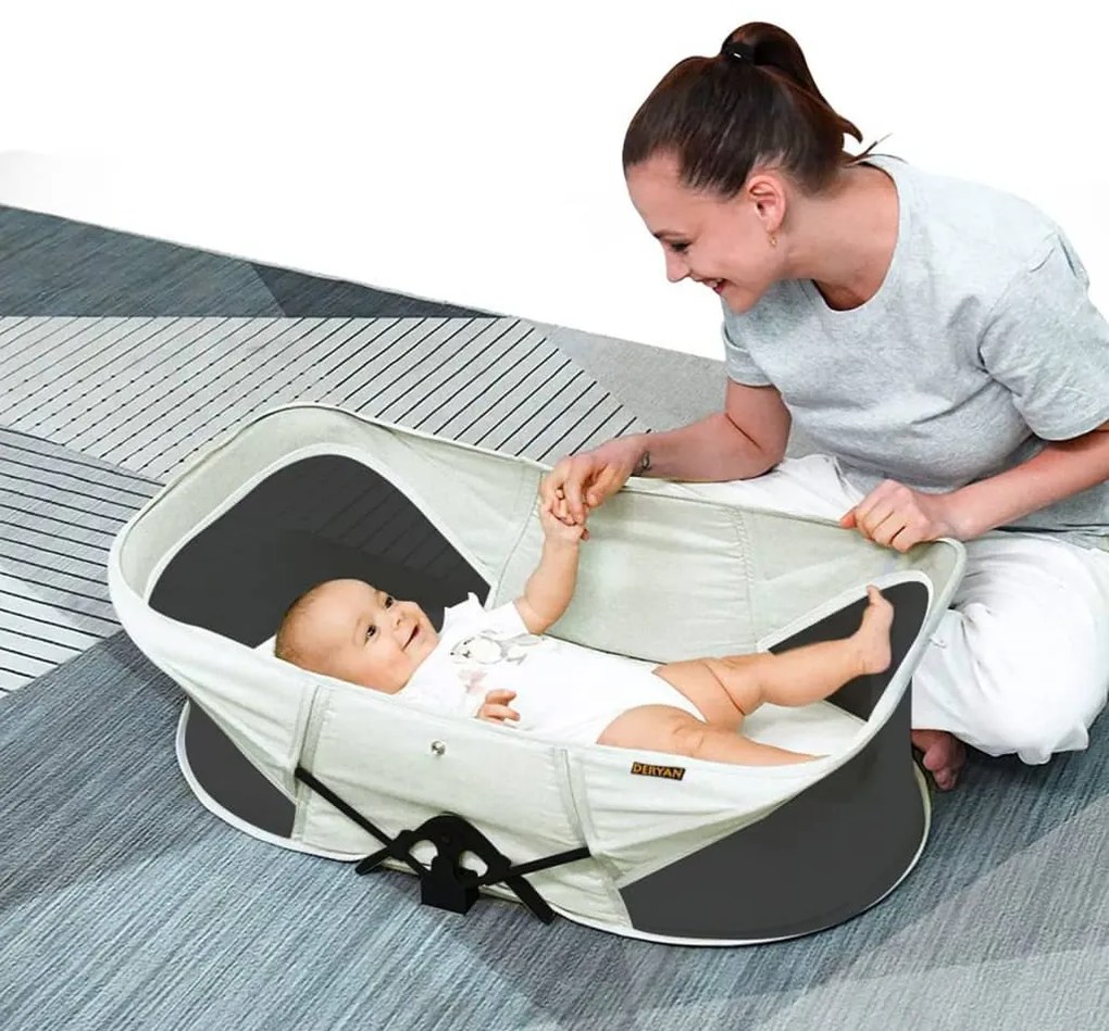 442153 DERYAN Pătuț călătorie pop-up Infant Baby Luxe, cu plasă insecte, crem