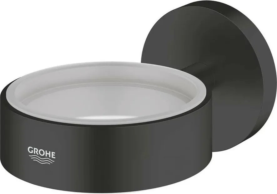 Suport negru mat Grohe Essentials pentru pahar sau savoniera