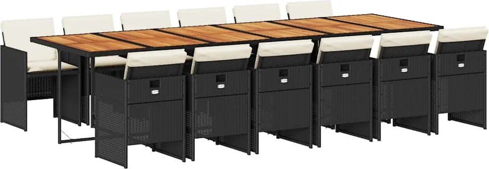 vidaXL Set mobilier de grădină cu perne, 13 piese, negru, poliratan