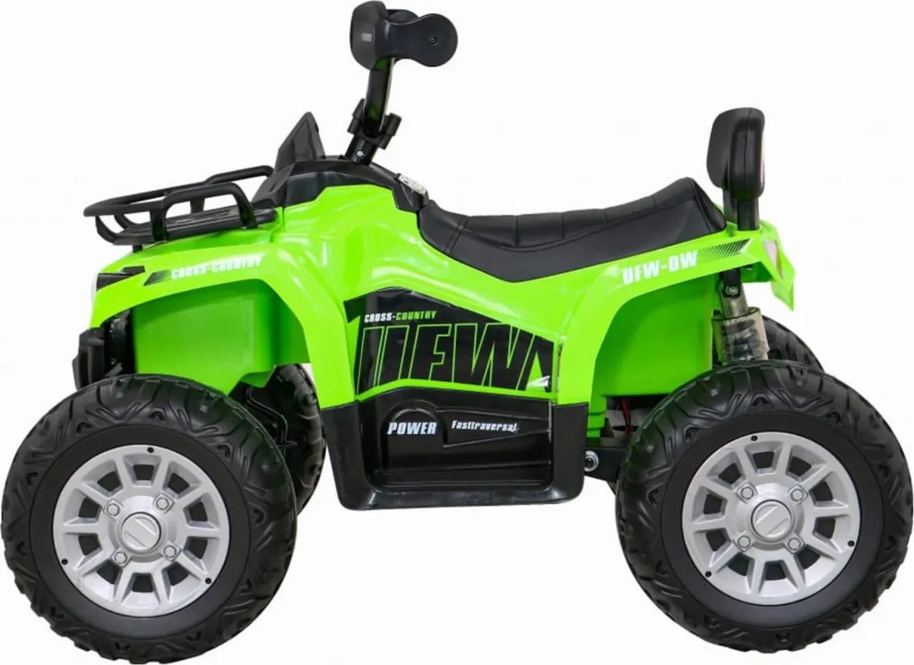 ATV Electric cu acumulator pentru copii NOVOKIDS™ Madness Quad PRO , Cu melodii si lumini, Lungime 100 cm, 3-8 ani , Max 30 kg , Roti EVA, 12V, Verde