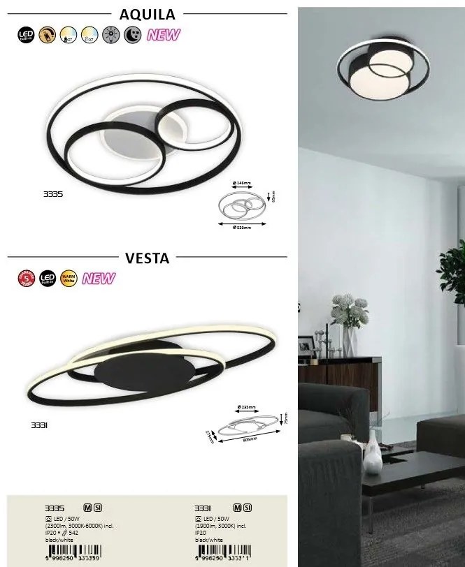 Plafoniera LED design modern cu telecomanda Aquila