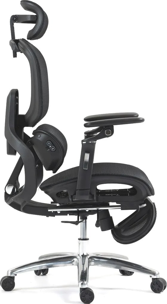 VIGOCHAIR ULTRA PRO VENT/ROLLER Scaun ergonomic, sezut cu ventilatie, spatar reglare verticala, suport lombar cu role masaj si incalzire, sezut translatie, cotiere 6D, suport picioare, Full Mesh, Negru