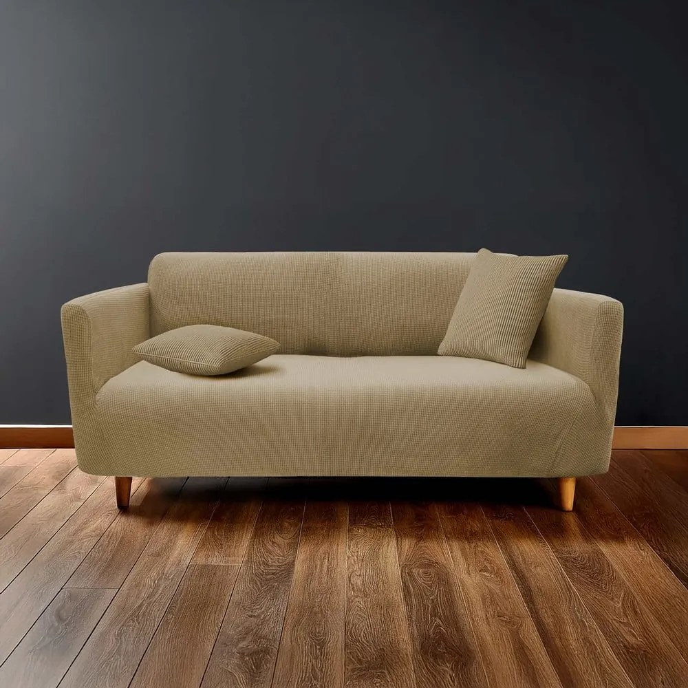 Husă maro elastică pentru canapea cu 3 locuri Sacha – douceur d'intérieur