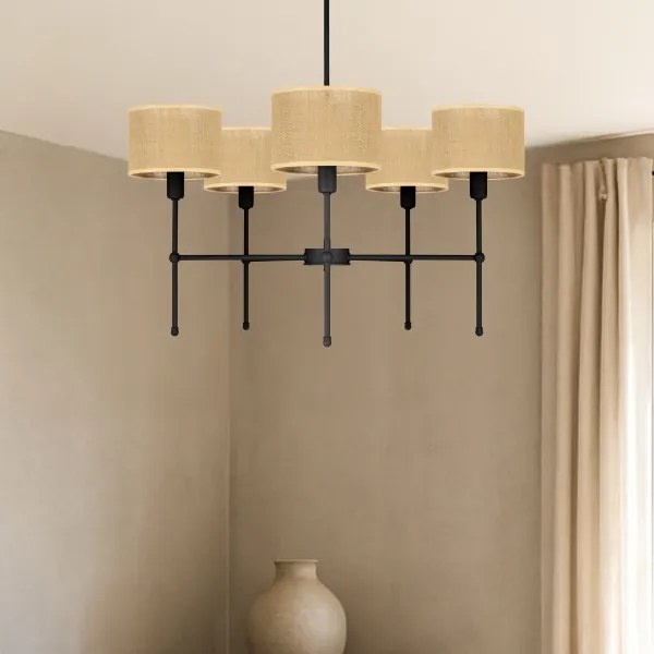 Candelabru pe tijă MADELA, 5 x E14/40W/230V, iută/negru