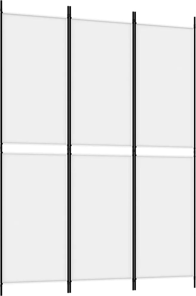 vidaXL Paravan de cameră cu 3 panouri, alb, 150x200 cm, textil
