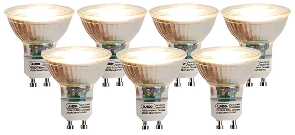 Set de 7 becuri LED GU10 reglabile 7W 500lm 2700K
