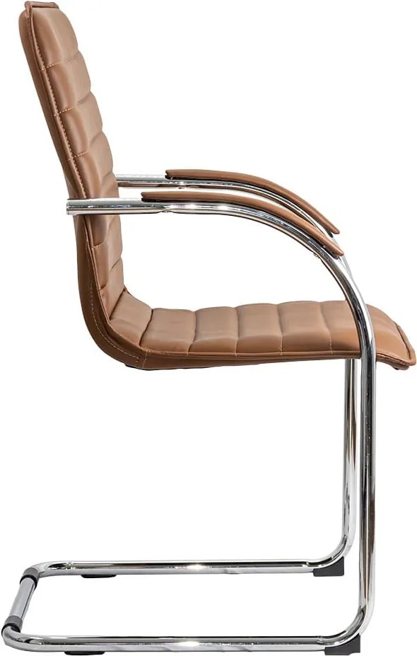 Scaun pentru așteptare maro OFF 835 din piele ecologică și cadru metalic cromat cu brațe