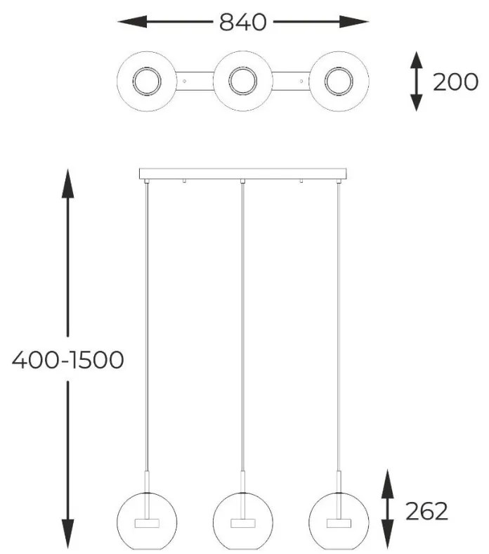 Lustra moderna cu 3 pendule LED Enceladus crom