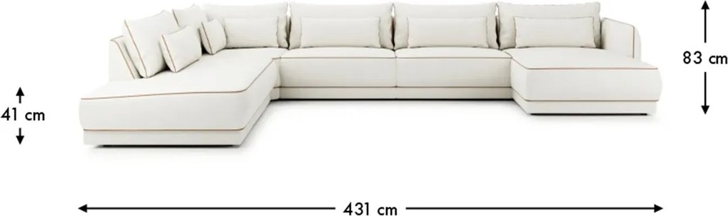 Colțar lemn masiv Yves, 431 × 253 × 83 cm - Stânga
