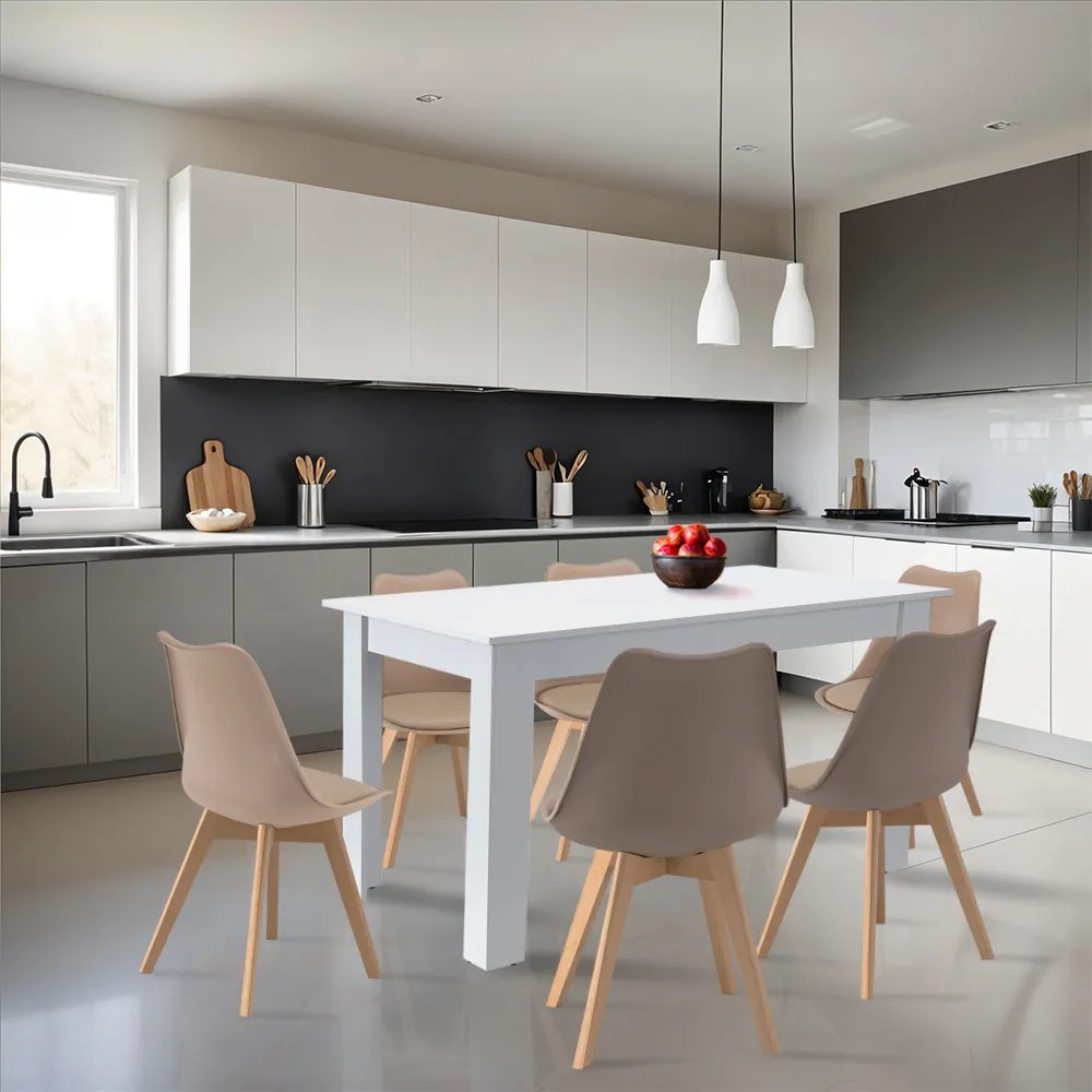 Set de masă Zara 6+1 bej-alb