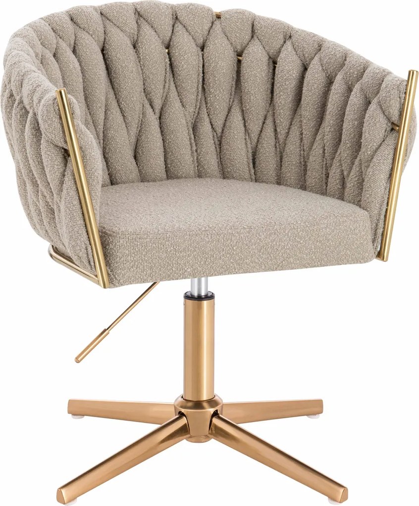 HR750CROSS Scaun Latte Boucle cu Bază Aurie